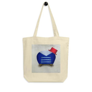 eco tote bag by Caren Kinne Studio featuring Linus design blue character in red top-hat