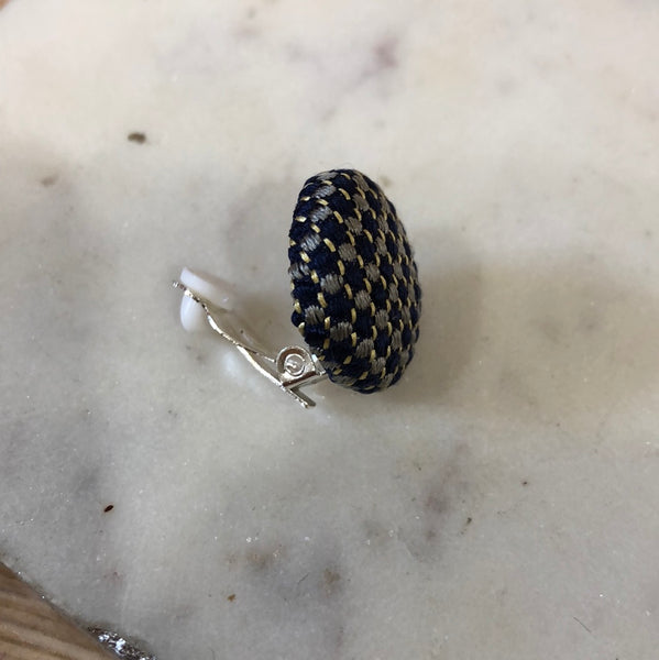 Clip-On Cloth Button Stud Earrings