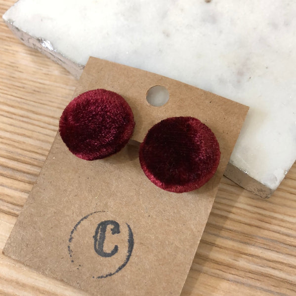 Clip-On Cloth Button Stud Earrings