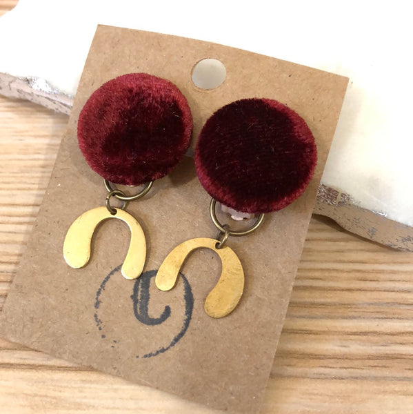 Clip-On Cloth Button + Removable Raw Brass Dangle Earrings