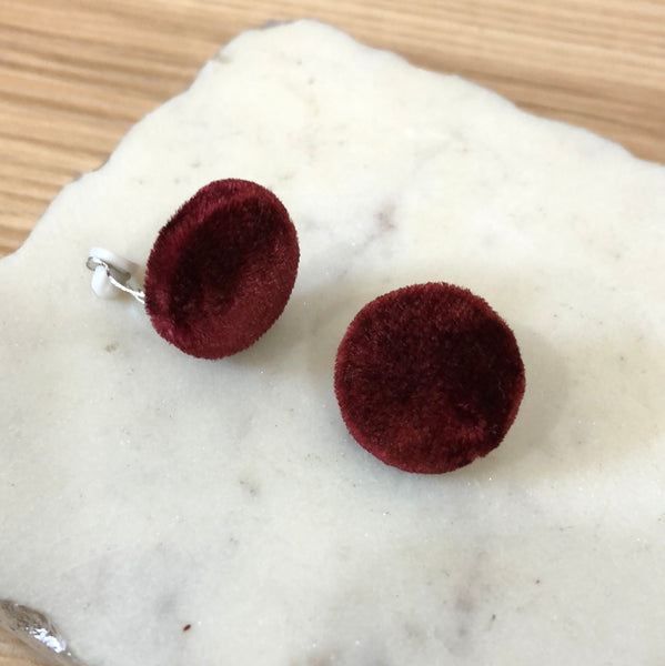 Clip-On Cloth Button Stud Earrings