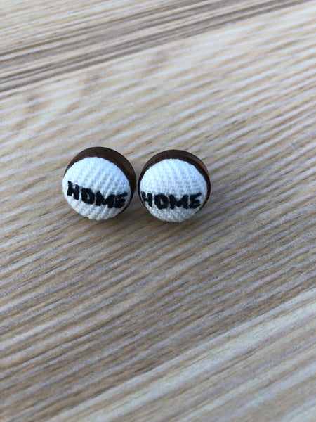 Wood + Cloth Button Stud Earrings