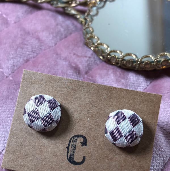 Cloth Button Stud Earrings