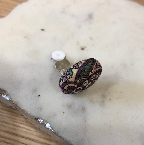Clip-On Cloth Button Stud Earrings