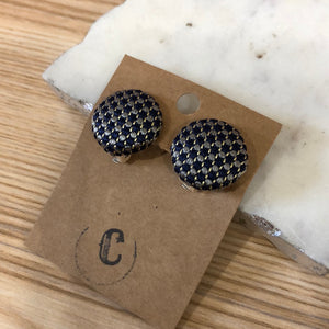 Clip-On Cloth Button Stud Earrings